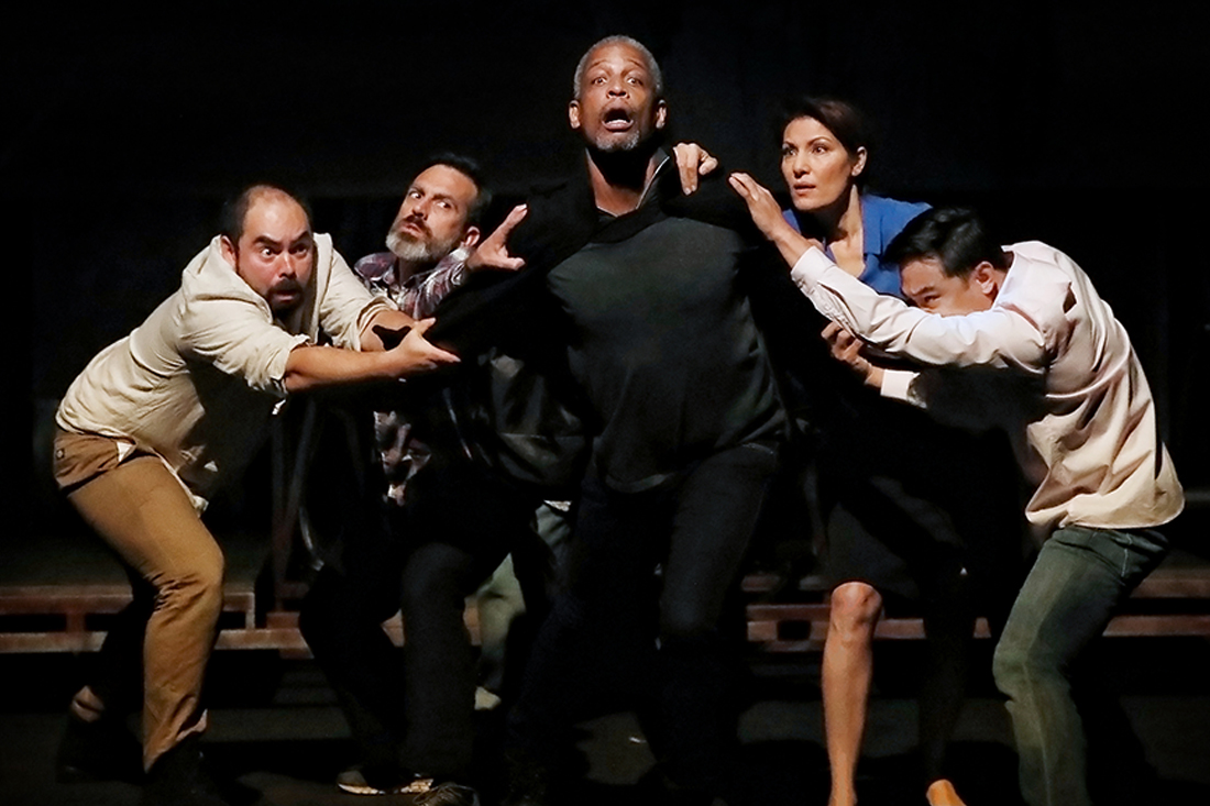Julius Caesar cast, (from left) Ivan Donato, Russell Smith, Kenneth Ransom, Neveen Hanna, and Jemwel Danao (photo by Prudence Upton)