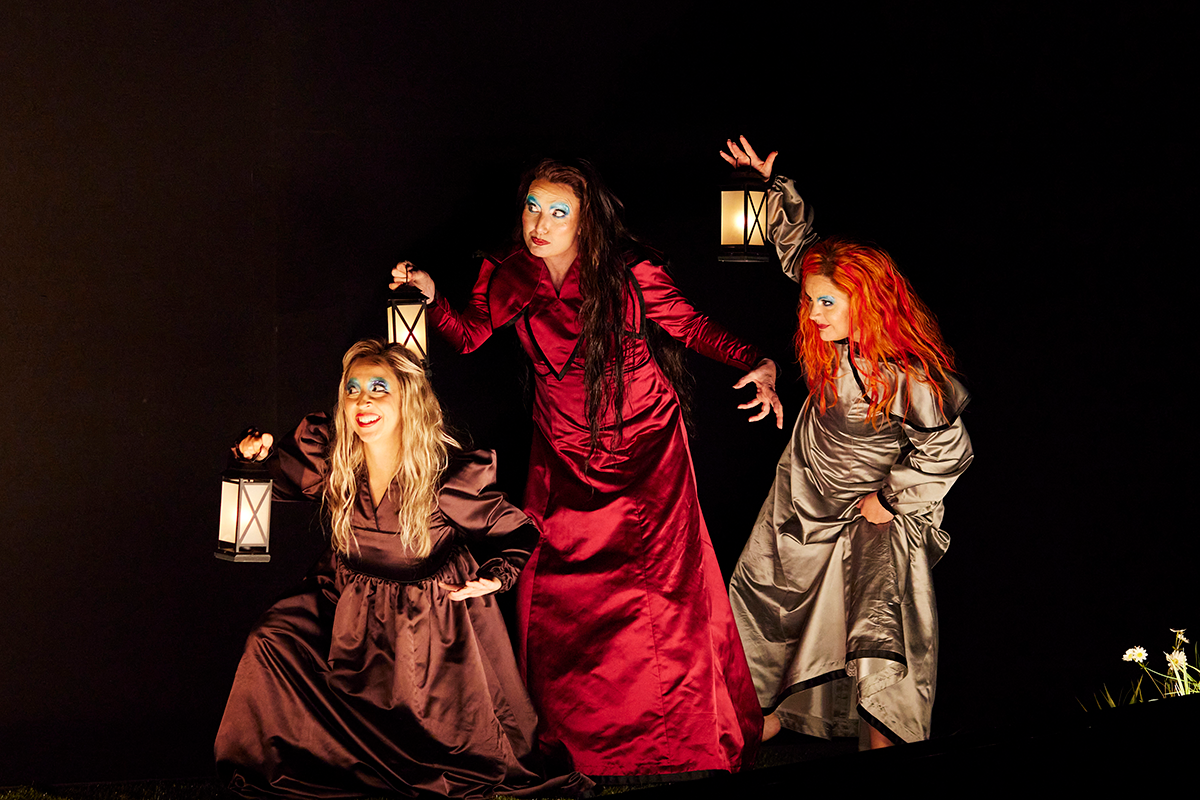 Indyana Schneider as Second Lady, Jane Ede as First Lady, and Ruth Strutt as Third Lady (photograph by Keith Saunders)