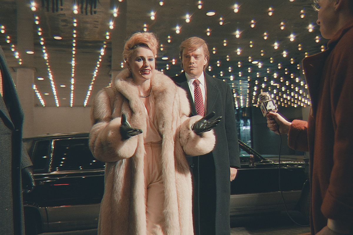 Maria Bakalova as Ivana Trump and Sebastian Stan as Donald Trump (courtesy of Madman Entertainment) 