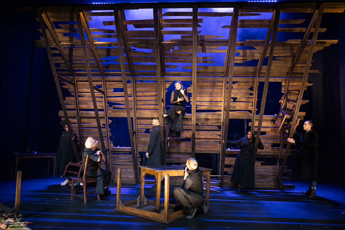  Imogen Sage, Ella Prince, Ahunim Abebe and Laurence Young in A Midsummers Night Dream (photograph by Brett Boardman)