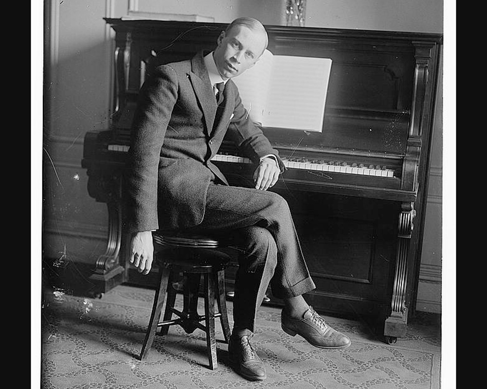 Sergei Prokofiev in 1918 (photograph from US Library of Congress George Grantham Bain Collection, via Wikimedia). 